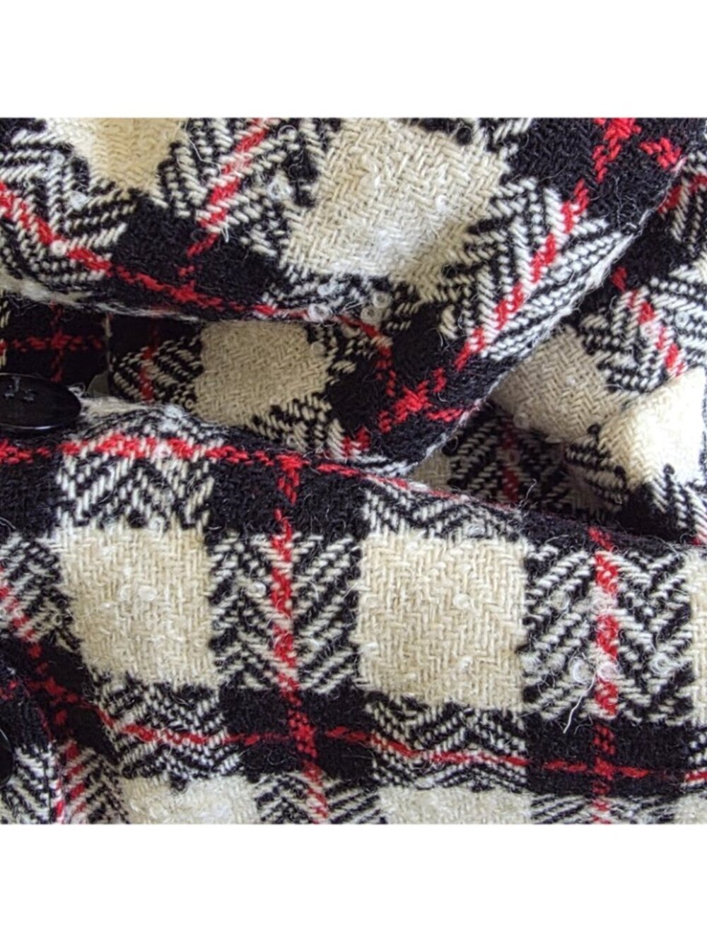 Vtg 80s Planet Plaid Blaizer US 8 Wool Blend Lined DB Colarless England Academia - Picture 10 of 16